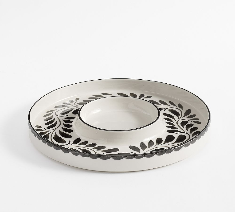 Puebla Chip & Dip Server - Black/White | Pottery Barn (US)