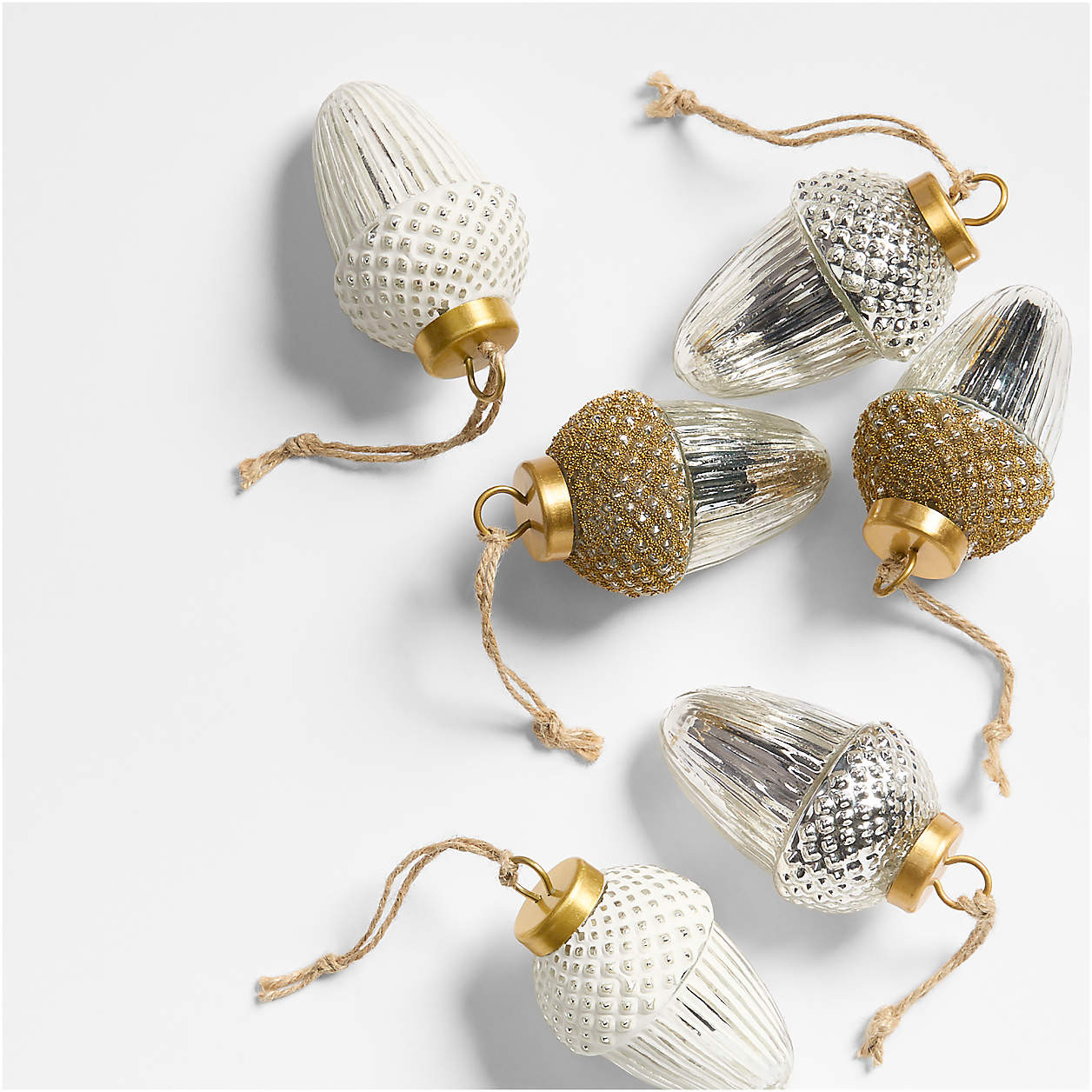 Metallic Acorn Christmas Tree Ornaments Set of 6 | Crate & Barrel | Crate & Barrel