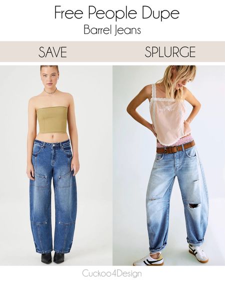 Free People barrel jeans look for less | Free People dupe | FP dupe | high low | splurge or save | 

#LTKfindsunder50 #LTKstyletip #LTKsalealert