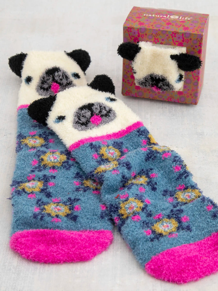 Boxed Cozy Critter Socks - Cream Dog | Natural Life