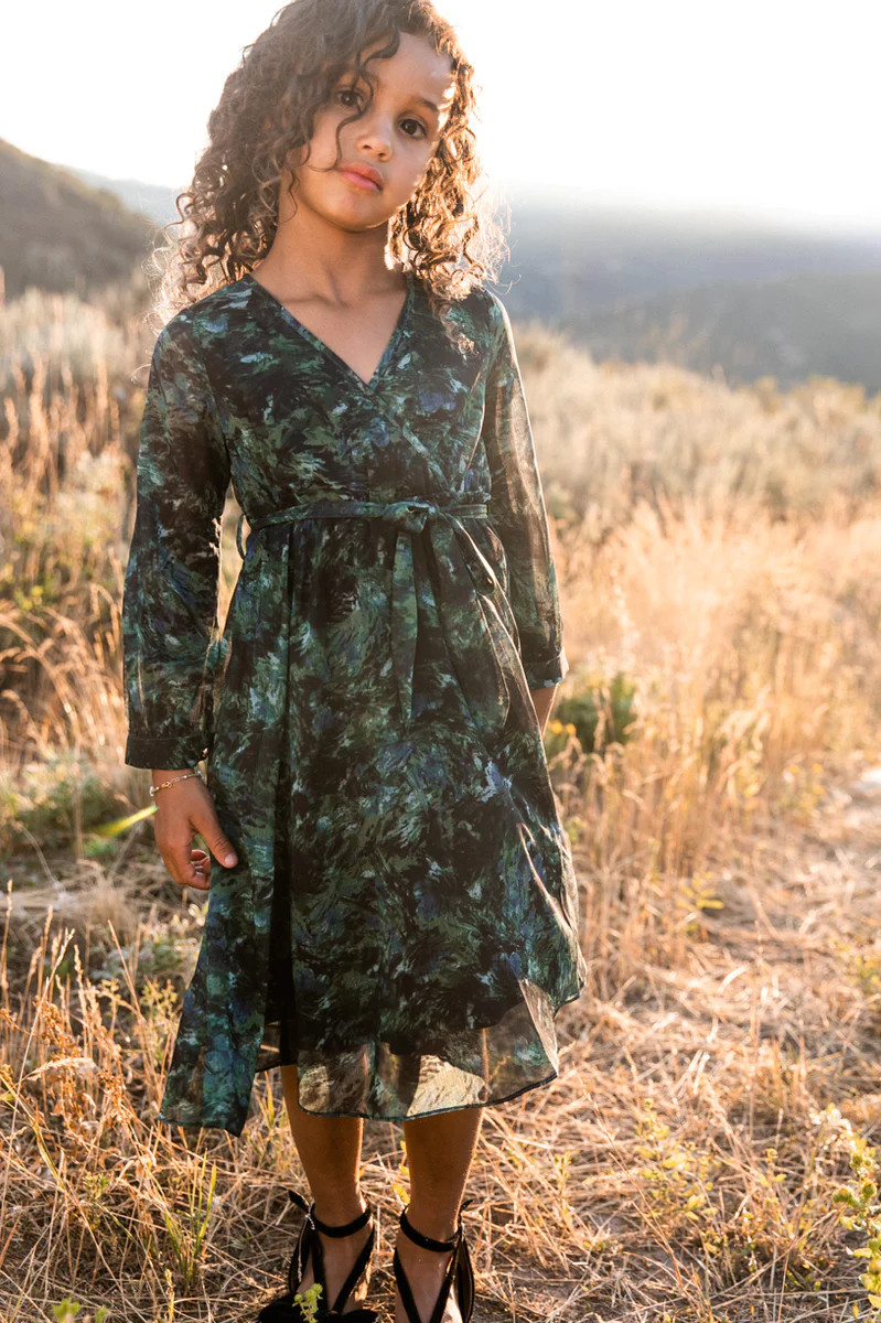 Mini Laney Dress in Green Watercolor | Ivy City Co