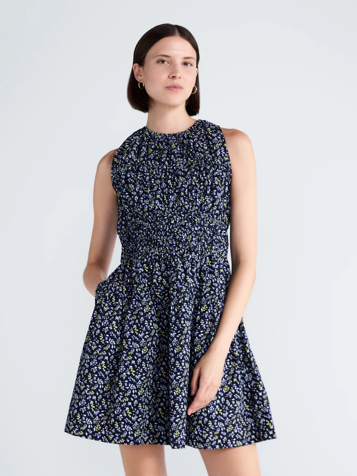 Free Assembly Women's Smocked Sleeveless Cotton Mini Dress, Sizes XS-XXL - Walmart.com | Walmart (US)
