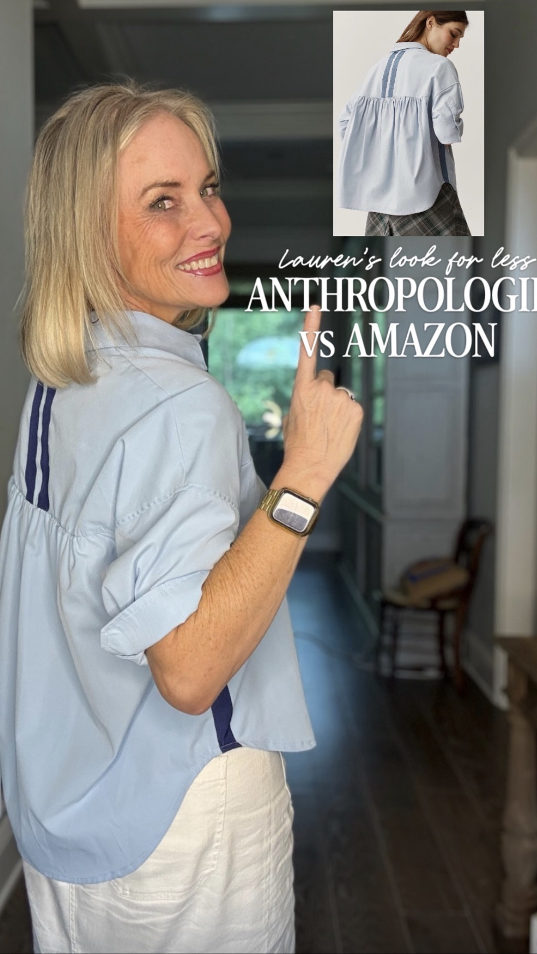This week we're comparing the viral Anthropologie Mabel Oxford to an Amazon version that's currently on sale for under $30. 

The Anthro version is made from a cotton blend with that classic oxford shirt feel and comes in sizes XXS–3XL. The Amazon version is a little dressier with a lighter fabric, comes in over 20 colors and patterns, and is currently marked down from $39 to $29.

From the back, they're surprisingly similar. The striped detail, the relaxed fit, the overall look... it's easy to see why this one caught my attention.

I love finding pieces that give you that elevated, polished look without spending nearly $100 on a trend you're not sure about yet.

So tell me...
💙 Are you spending $98 on the Anthropologie version or saving with the $29 Amazon find?



#lookforless 
#anthropologie 
#founditonamazon 
#styleover40 
#getyourcolonoscopy

#LTKgrwm #LTKootd #LTKOver40