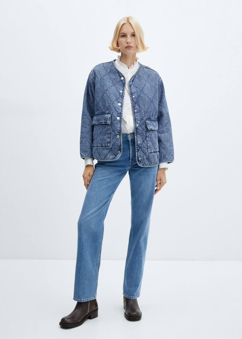 Denim jacket with decorative stitching | MANGO (US)