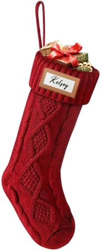 Christmas Stocking - 18 Inch Cable Knit Christmas Stockings, Cozy Hanging Xmas Stockings for Kids... | Amazon (US)