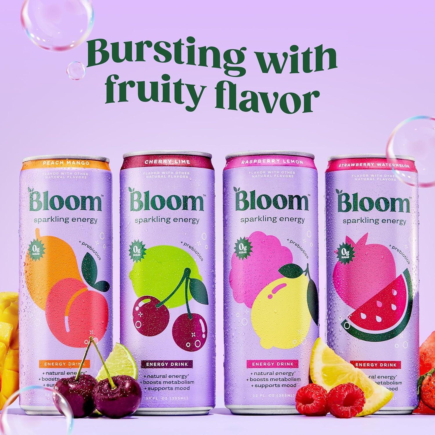 Bloom Nutrition Sparkling Energy Drink - Variety Pack - Natural Caffeine, Zero Sugar, 180mg Caffe... | Amazon (US)