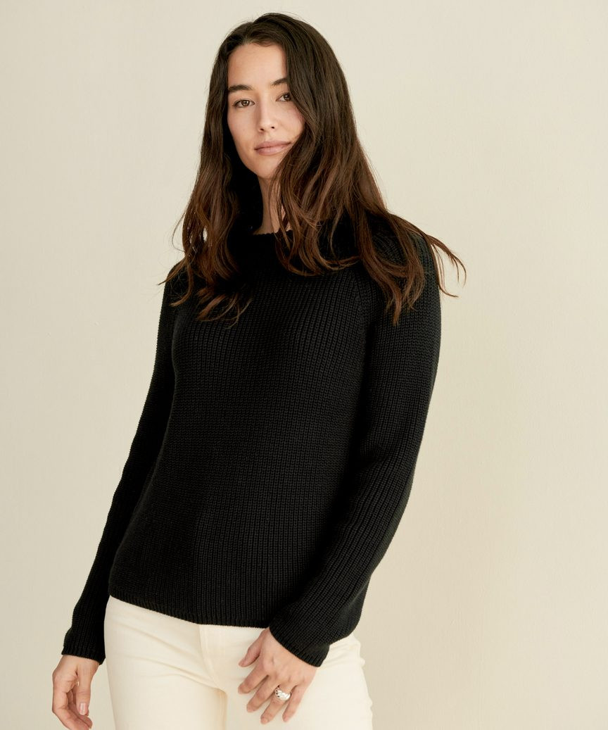 Cotton Fisherman Sweater - Black | Jenni Kayne | Jenni Kayne
