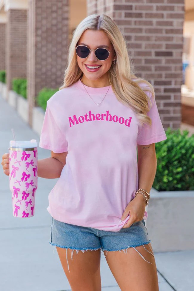 Motherhood Light Pink Oversized Graphic Tee | Pink Lily