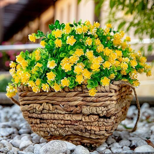 Artificial Flowers for Outdoors UV Resistant - 12 PCS Bundles Faux Fake Outdoor Plants Plastic Sh... | Amazon (US)