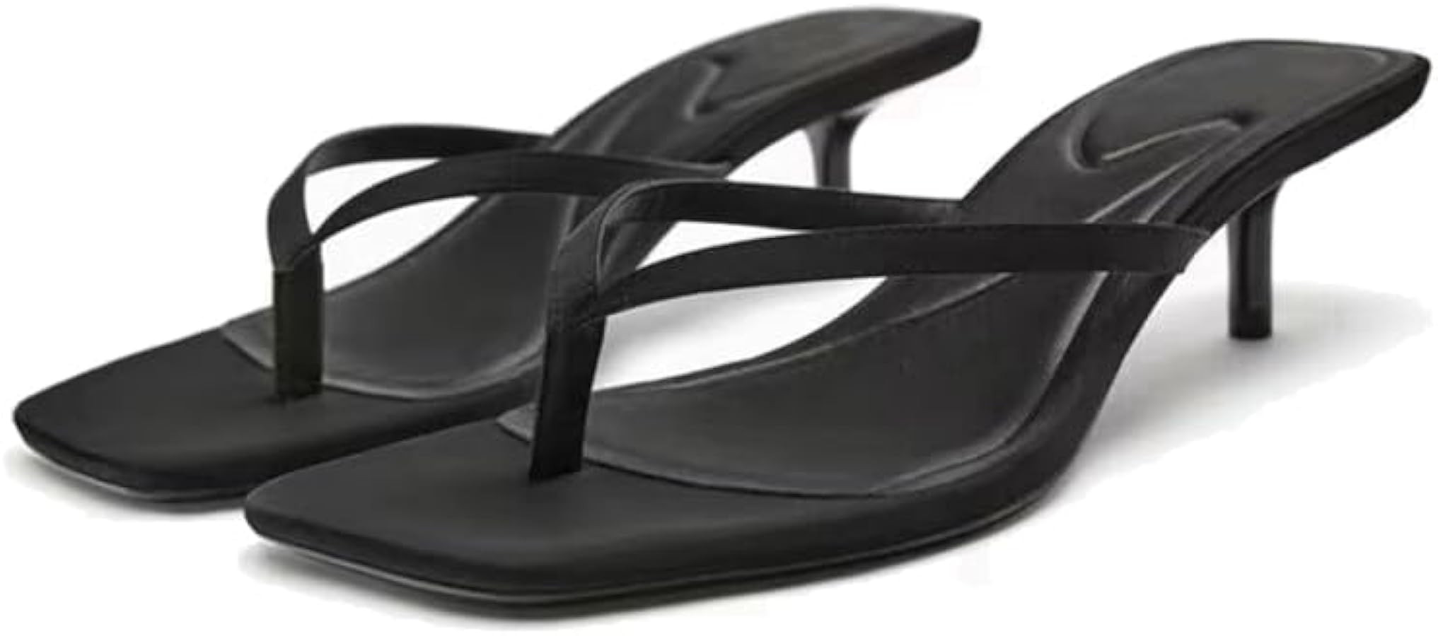 Women's Miami Kitten Heels Sandals Square Open Toe Thong Sandal Flip Flop Heels +Memory Foam Heel... | Amazon (US)
