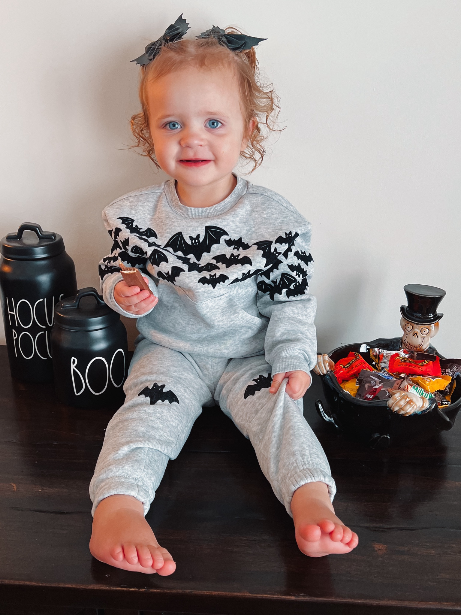 When is it too soon to decorate for Halloween?  Asking for a friend…

I snagged Millie’s 2 piece bats grey sweatsuit today at Walmart for $9.98!!  It’s so soft and cozy!! 

Bat Halloween hair bows from Amazon!  Linked both!! 

Bats, Halloween, hair bows, bat, sweat suit, sweats, toddler Halloween, cute toddler outfit, Halloween hair.

#LTKSeasonal #LTKKids #LTKBaby
