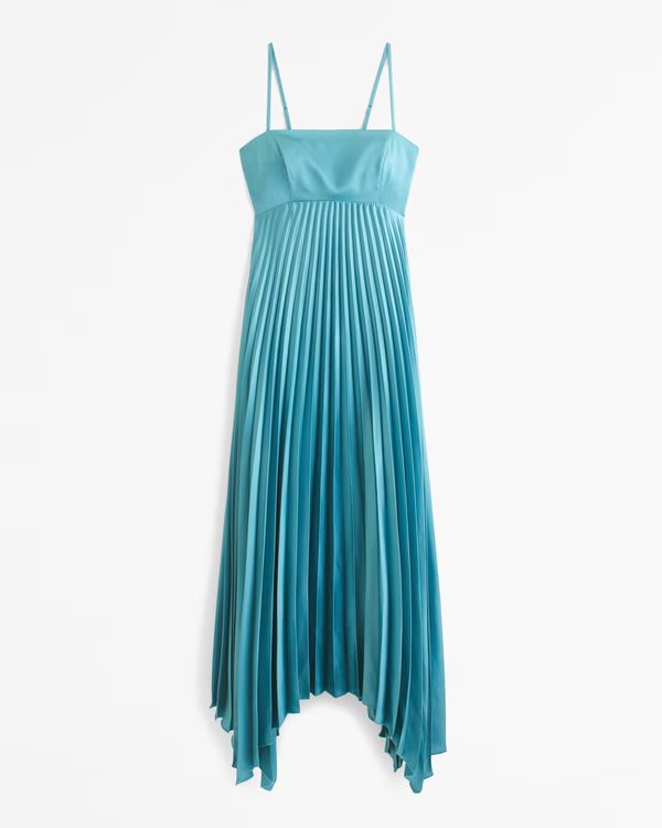 The A&F Giselle Clasp-Back Pleated Midi Dress | Abercrombie & Fitch (US)