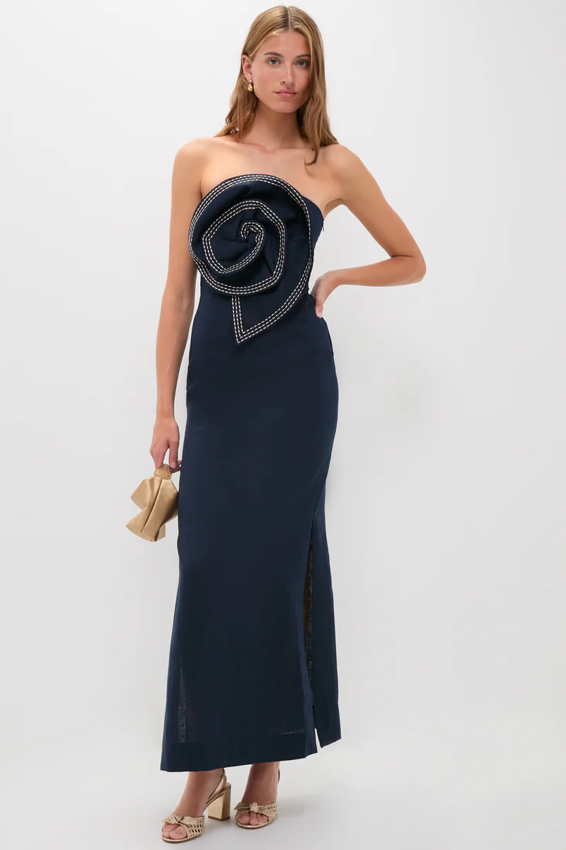 Navy Tactos Embroidered Maxi Dress | Tuckernuck (US)