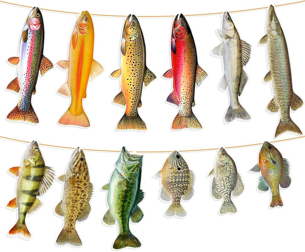 Fishing Birthday Decorations, Gone Fishing Party Supplies Sunfish Trout Bass Fishing Banner for A... | Amazon (US)