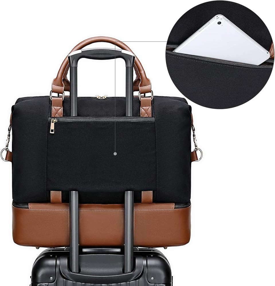 BLUBOON Weekender Overnight Bag for Women Ladies Travel Tote Duffel Bag with Shoe Compartment Canvas | Amazon (US)