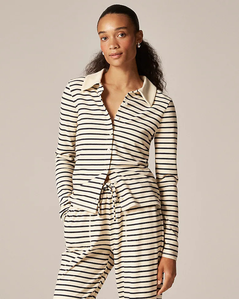 Soft rib cardigan top in stripe | J. Crew US