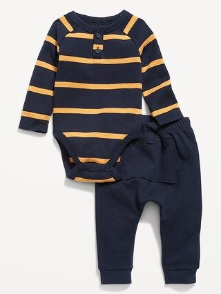 Unisex Thermal-Knit Henley Bodysuit and Leggings Set for Baby | Old Navy (US)