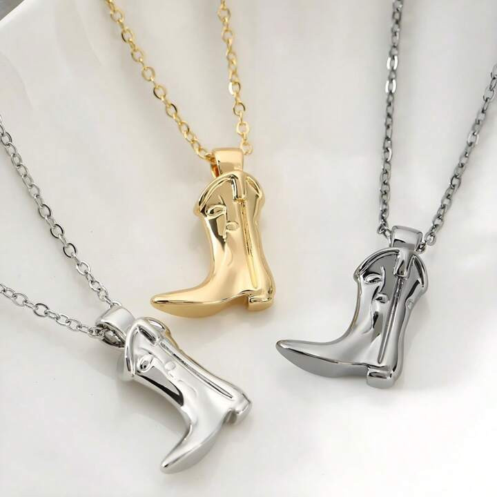 New Fashion Simple Light Luxury Trend Niche Cowboy Boots Pendant Necklace Retro Hundred Matching ... | SHEIN