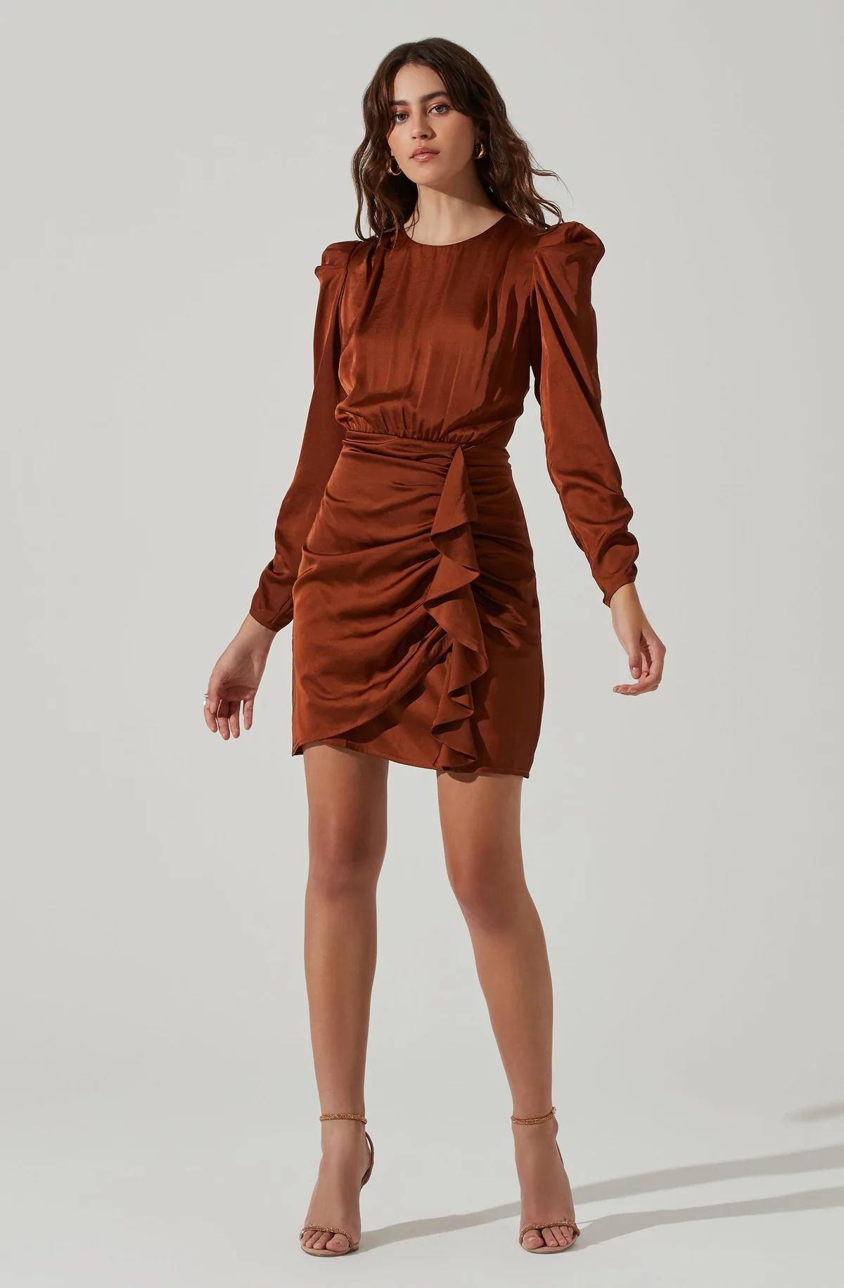 Long Sleeve Ruffle Front Mini Dress | ASTR The Label (US)