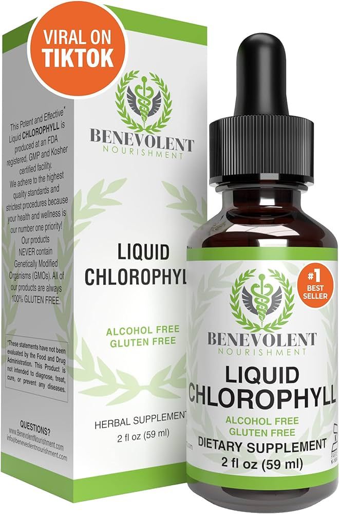 Benevolent Chlorophyll Liquid Drops - 100% Natural + 4X Potency Concentration for Energy Boost, I... | Amazon (US)
