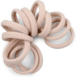 Cyndibands Gentle Hold 1.5 Inch Seamless Nylon Fabric Ponytail Holders in Cream for Blondes - 12 ... | Amazon (US)