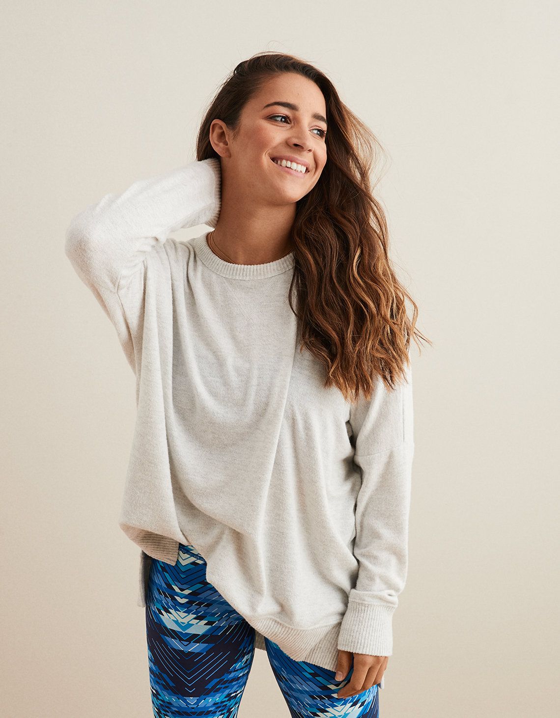 Aerie Plush Hometown Sweatshirt, Heather Frost | American Eagle Outfitters (US & CA)