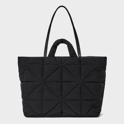 Kate Tote Handbag - A New Day™ Black: Double Shoulder Handles, Magnetic Closure, Recycled Nylon | Target