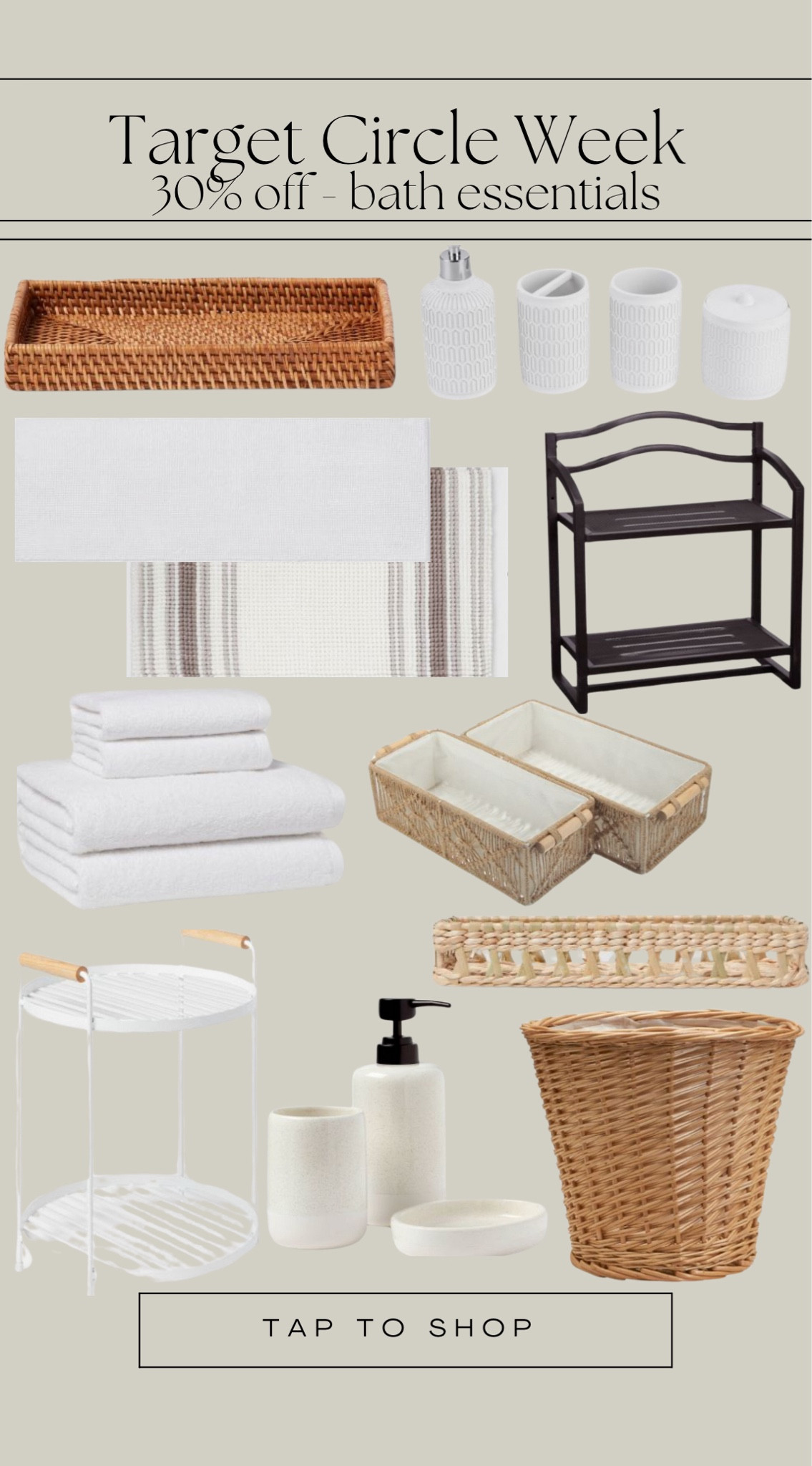 Target Circle Week - 30% off bath essentials! 

Bathroom must haves, bathroom trash can, bathroom soap dispensers, bathroom baskets, bathroom storage baskets, bathroom mirror, bathroom rugs, target circle week, target home decor

#LTKHome #LTKStyleTip #LTKSummerSales