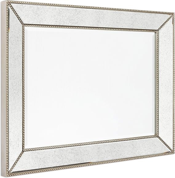 Empire Art Direct Champagne Bead Beveled Rectangle Solid Wood Framed Wall Mirror, Ready to Hang, ... | Amazon (US)