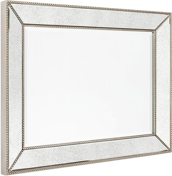 Empire Art Direct Champagne Bead Beveled Rectangle Solid Wood Framed Wall Mirror, Ready to Hang, ... | Amazon (US)