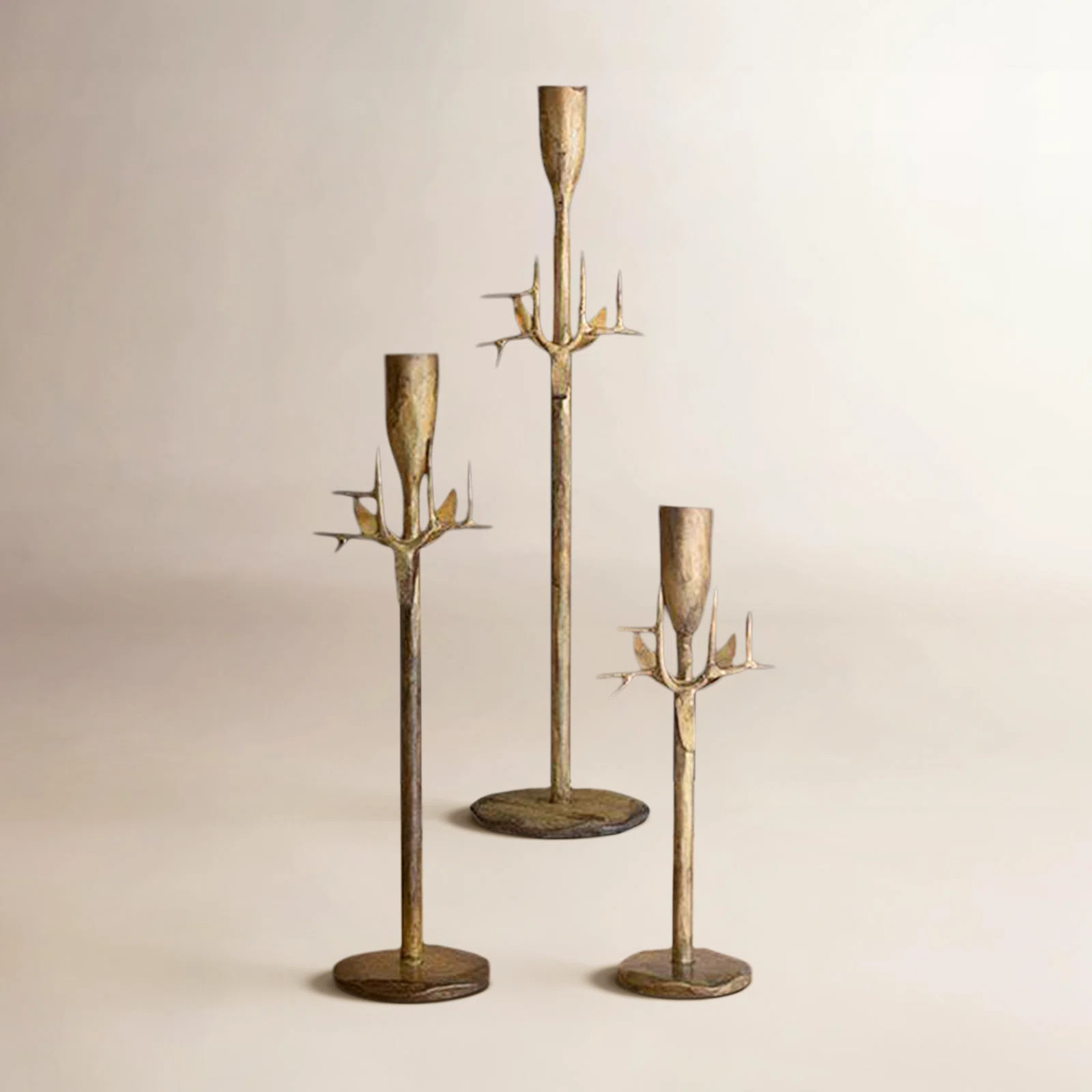 Albane 15.5" H Forged Iron Tabletop Candlestick | Birch Lane