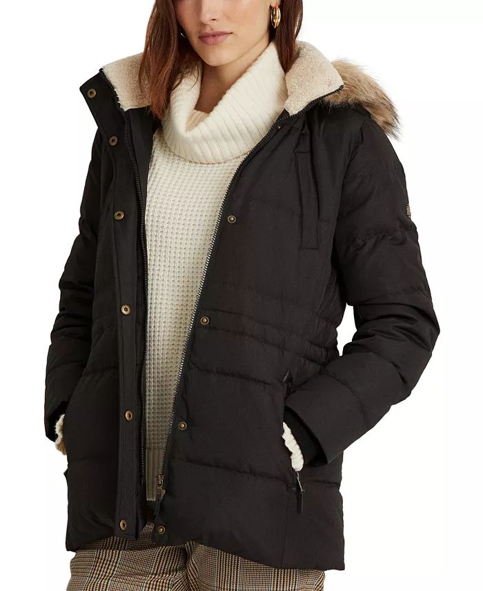 Women's Faux-Fur-Trim Hooded Down Puffer Coat, Created for Macy's | Macys (US)