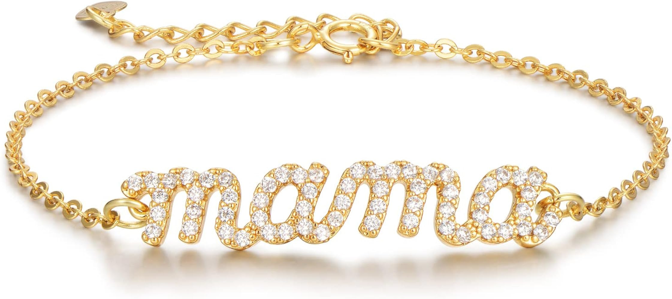 Jewelry for Women Mama Bracelet for Mom 24K Real Gold Filled 925 Sterling Silver Gifts for Mom Birth | Amazon (US)
