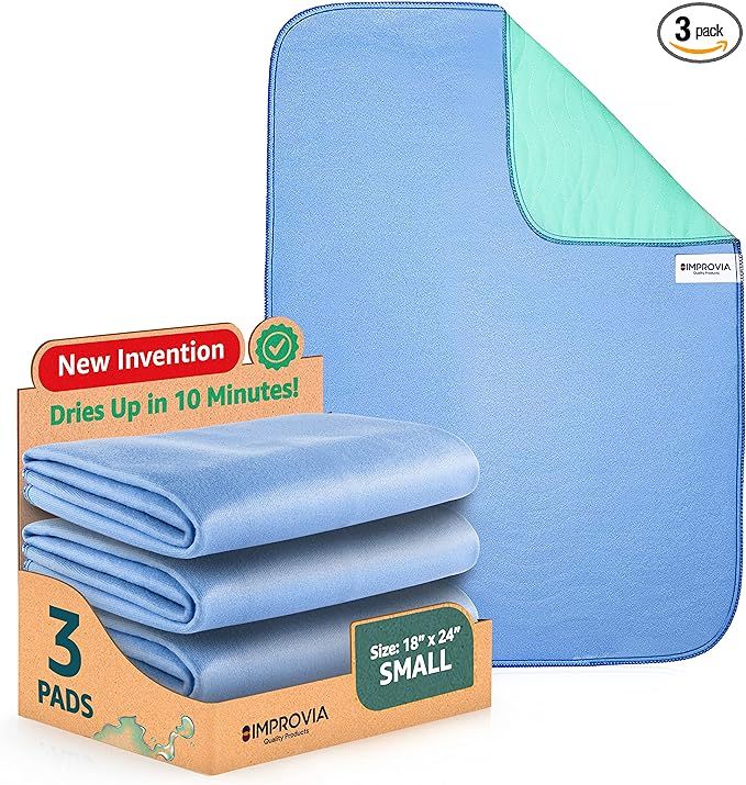 IMPROVIA® Washable Underpads, 18" x 24" (Pack of 3) - Heavy Absorbency Reusable Incontinence Pad... | Amazon (US)