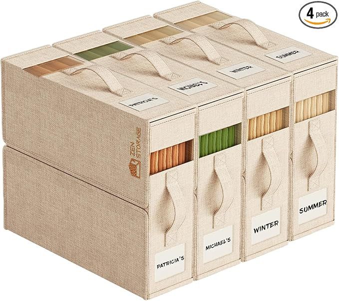 4 Pack Sheet Storage Organizer (King & Queen Size) with handle, Foldable Sheet Set Organizer for ... | Amazon (US)