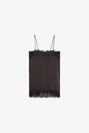 brown lace cami | Zara UK