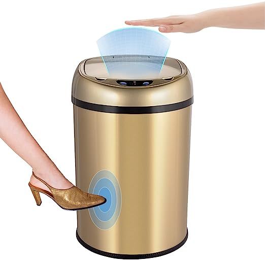 CONIMPO 3.5 Gallon Automatic Touchless Trash Can, Stainless Steel Infrared Motion Sensor Trash Ca... | Amazon (US)