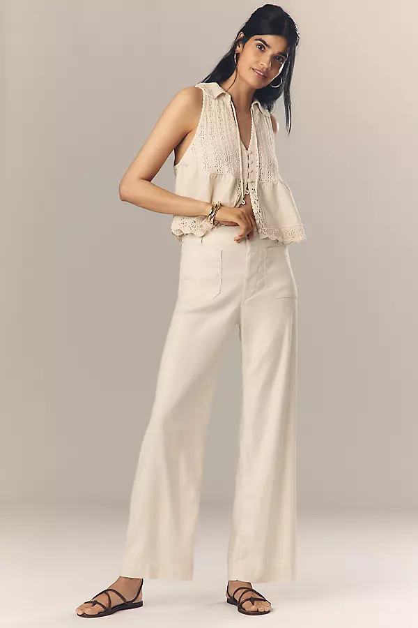 The Colette Linen Full-Length Wide-Leg Pants by Maeve | Anthropologie (US)
