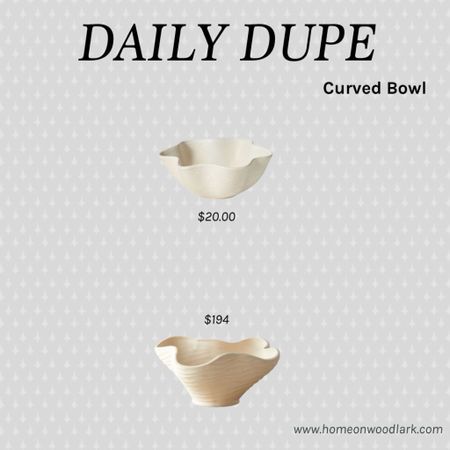 Daily Dupe:  Curved decorative bowl.  

Target Studio McGee decorative bowl.  Lulu and Georgia curved bowl.  Neutral home decor.  Living room decor.  

#LTKstyletip #LTKfindsunder100 #LTKhome