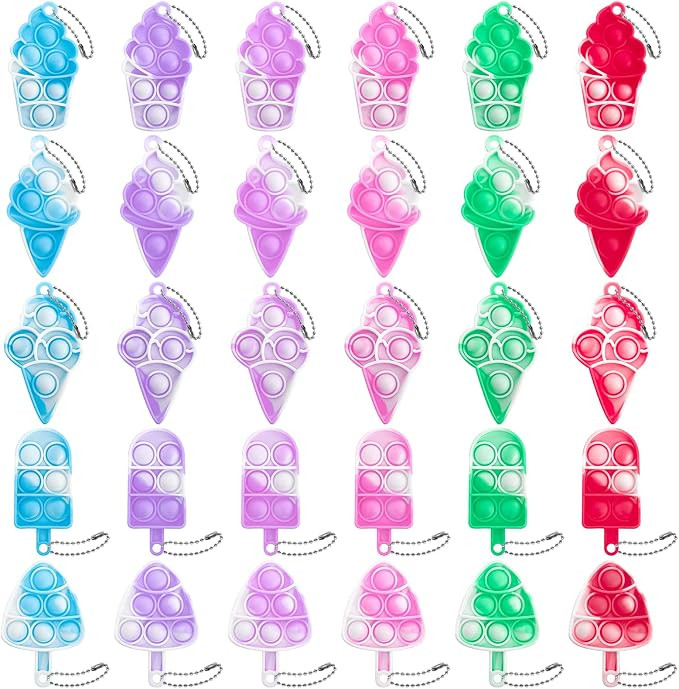 LAHAND Pop It Keychain Ice Cream Simple Silicone Stress Relief Fidget Pop It Hand Toys Push Bubbl... | Amazon (US)