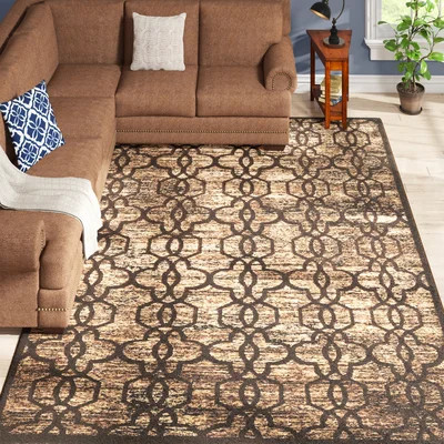 Beeston Geometric Brown/Beige Area Rug | Wayfair North America