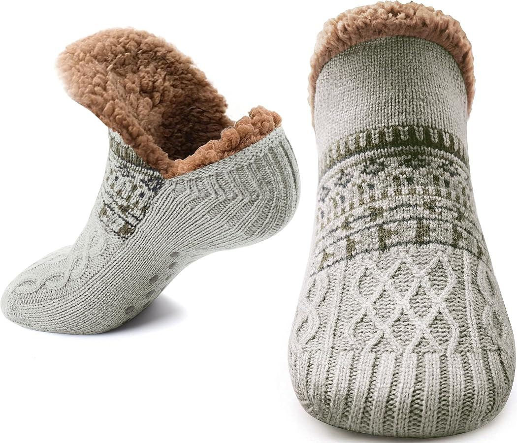 Stocking Stuffers for Adults Men Women: Fuzzy Slipper Socks with Grips Winter Thick Warm Cabin Th... | Amazon (US)