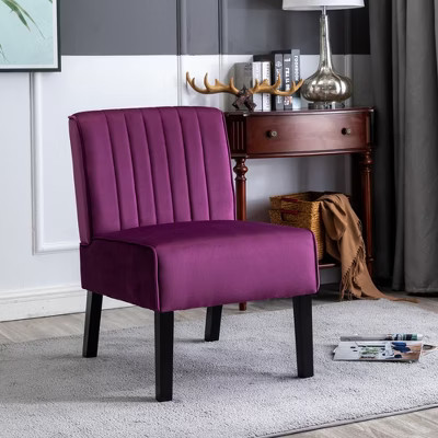 PAGED Mid Century Modern Accent Chairs Set of 2 Velvet Upholstery Living Room Chairs with Solid Wood Legs for Bedroom, Living Room, Purple | Target