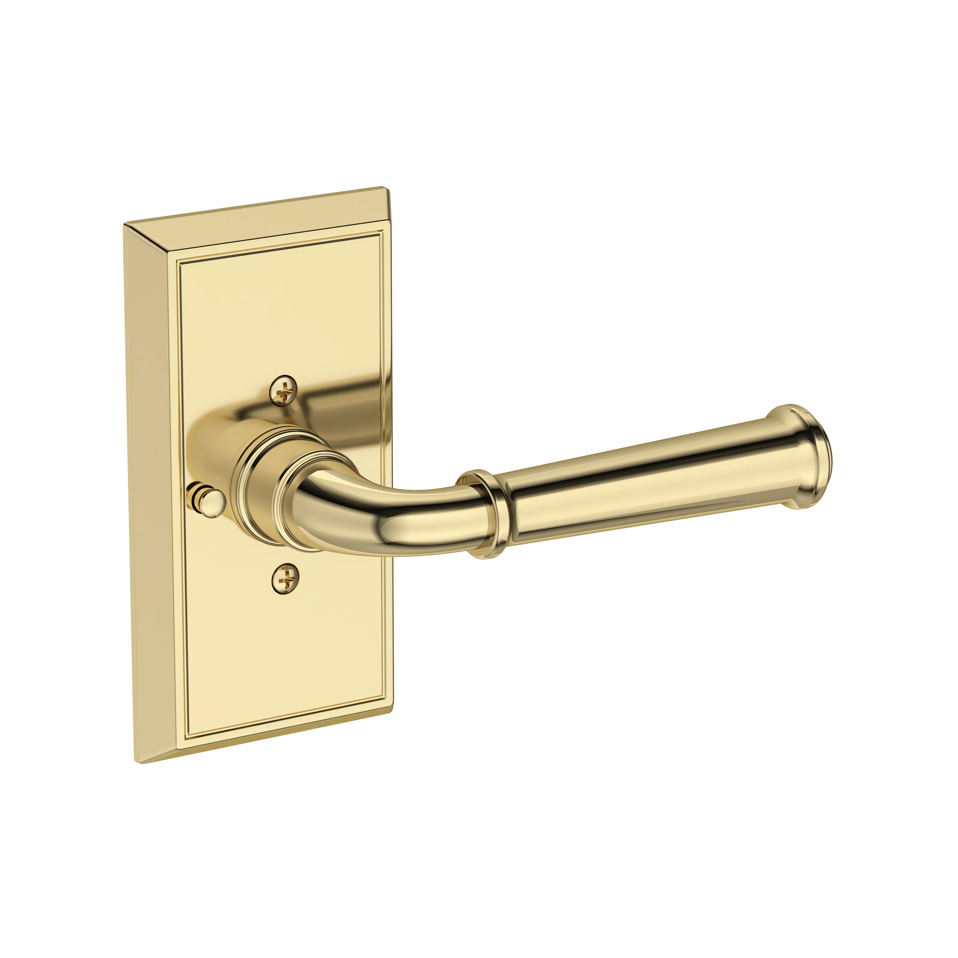 Dunsmoor Privacy Lever with Chamfered 5in Rose in Non-lacqered Brass | Wayfair North America