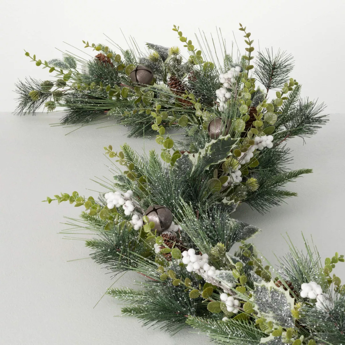 72"L Sullivans Artificial Christmas Mixed Pine Berry Garland, Green-White | Target
