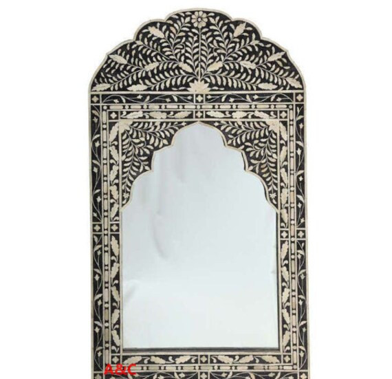 Bone Inlay Hand Crafted Black Floral Bone Inlay Mirror Frame  | Etsy | Etsy (US)