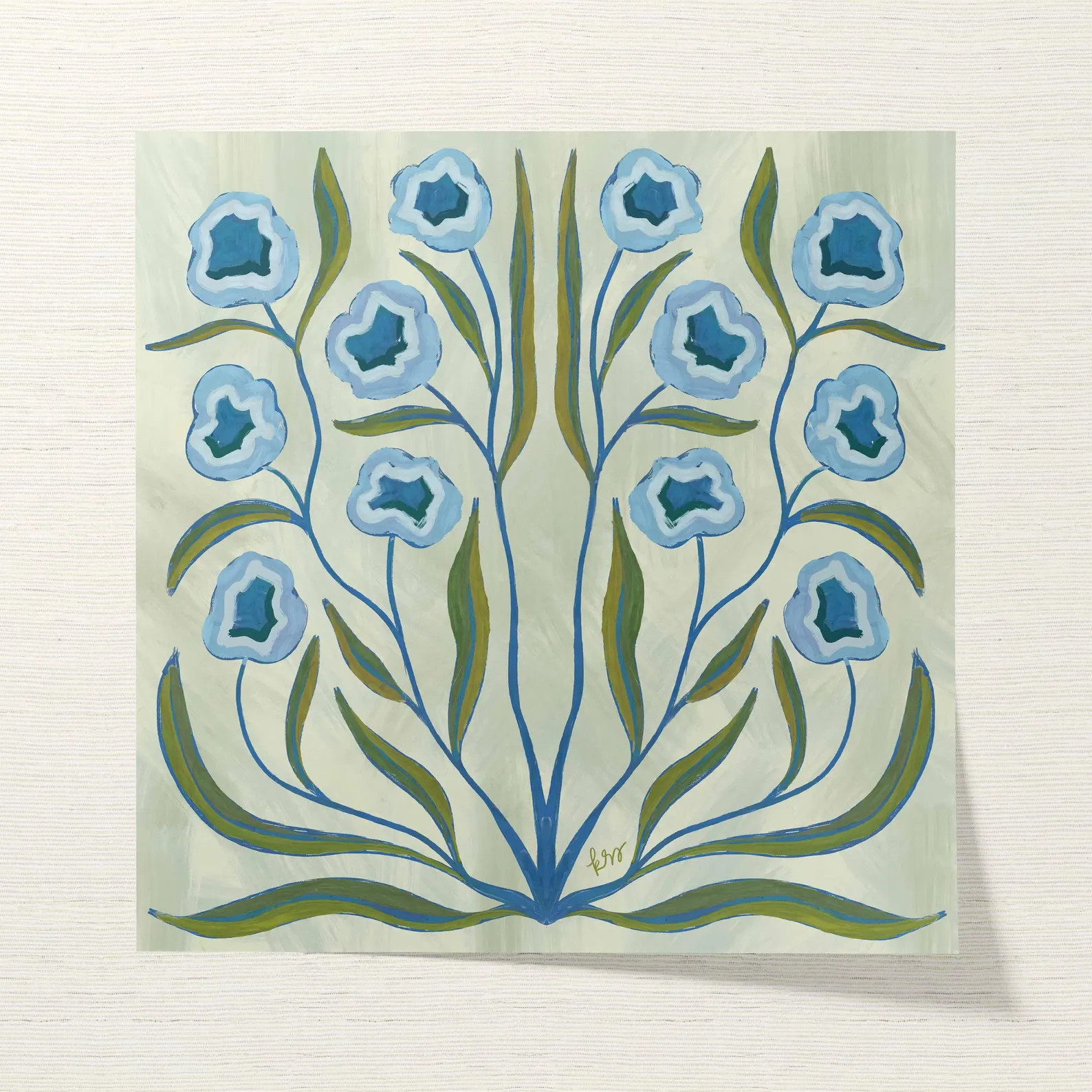 Botanical Fine Art Print | Blue, Green, & Olive Flowers | Modern Southern | Rainey Studio | Etsy (Global)