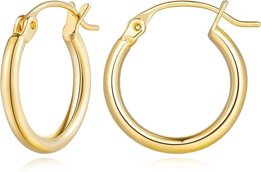 14K Gold Hoop Earrings, Huggie Hoop Earrings for Women, Mothers Day Valentines Anniversary Birthd... | Amazon (US)