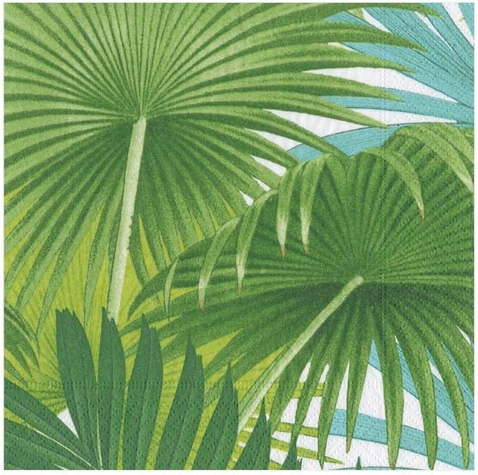 Caspari Palm Fronds Paper Luncheon Napkins in White - Two Packs of 20 | Amazon (US)