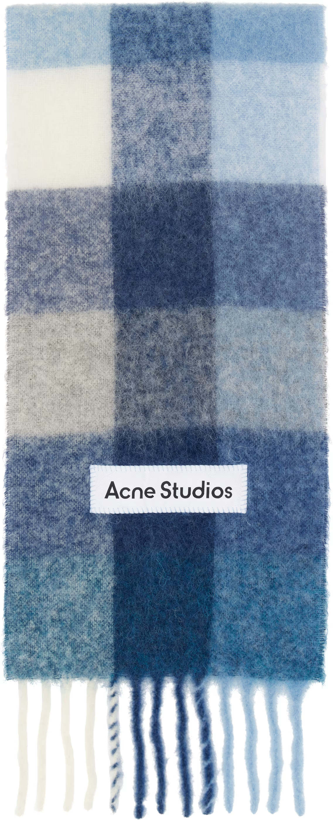 Blue Mohair Checked Scarf | SSENSE